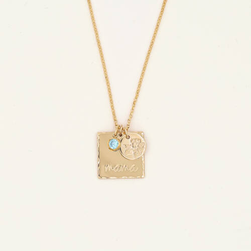 Square Mama Birth Month Necklace