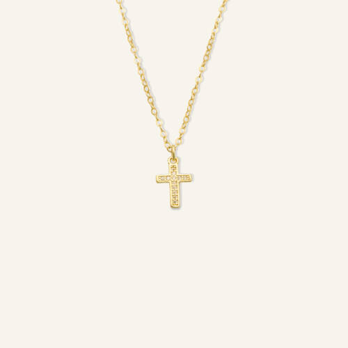 Gold Filled CZ Cross Charm Necklace